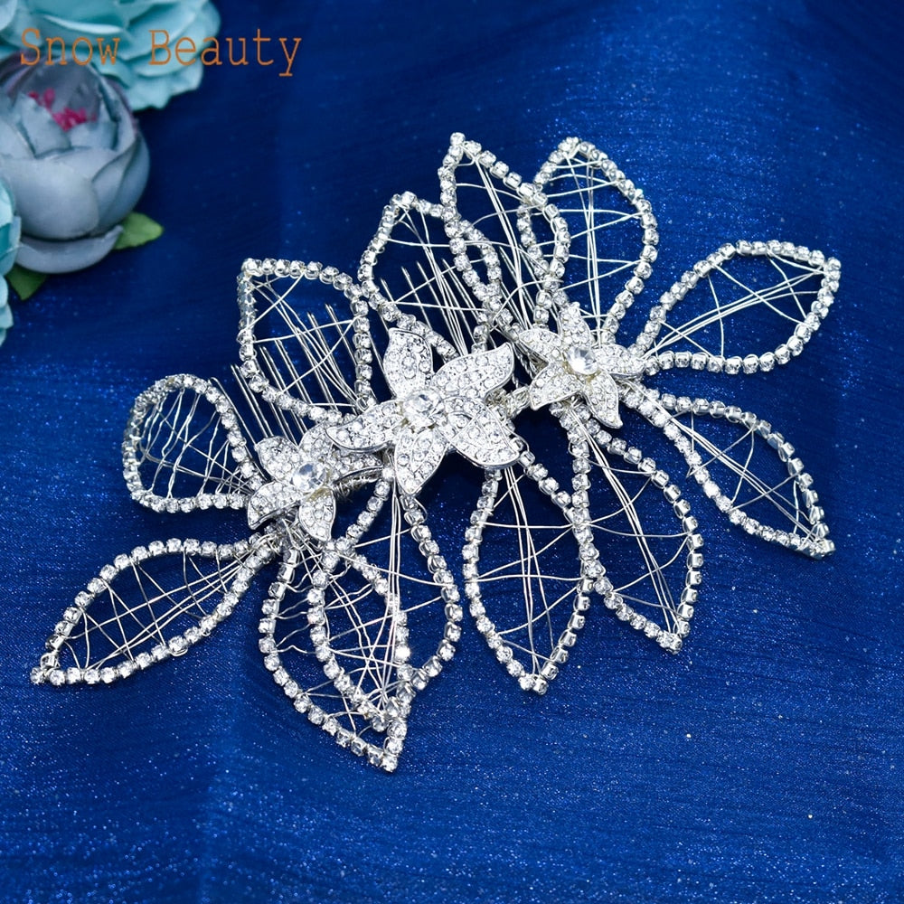 A511 Silver and Rhinestone Wedding Comb