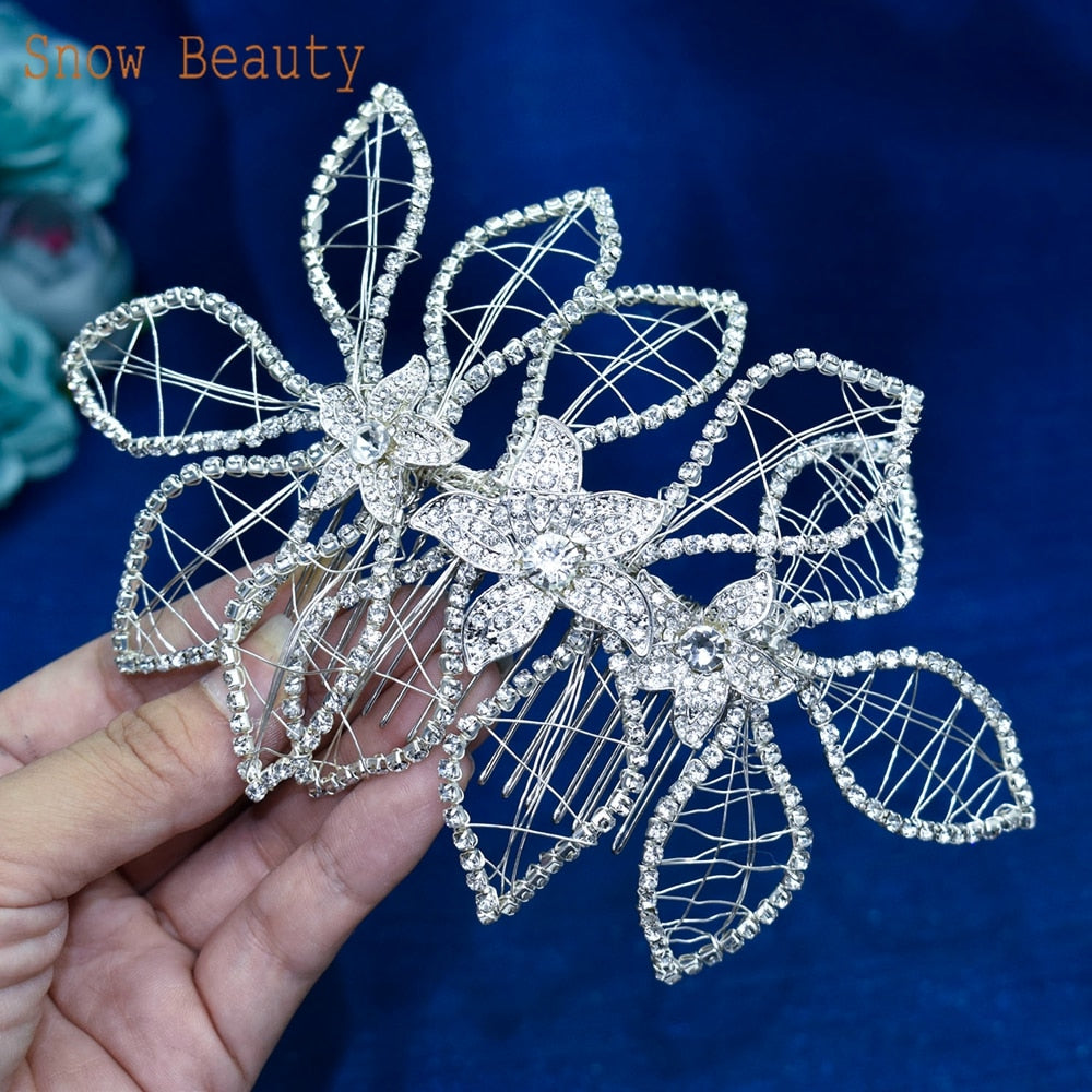 A511 Silver and Rhinestone Wedding Comb