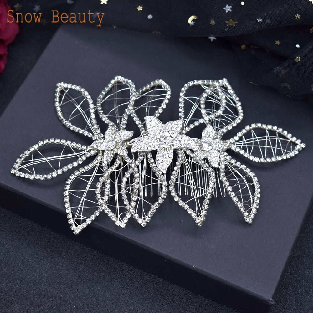 A511 Silver and Rhinestone Wedding Comb