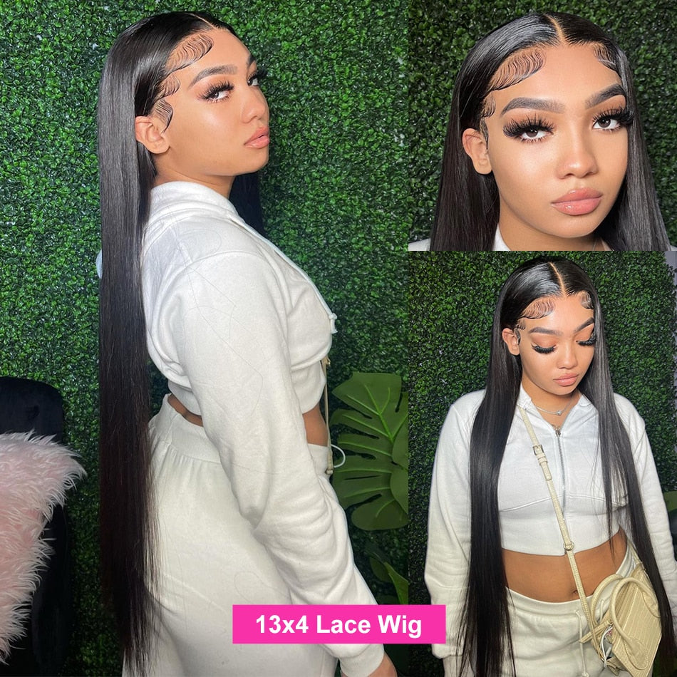Luvin 30 32 Inch HD Transparent Straight 13x6 Lace Front Human Hair Wigs 200% Remy Brazilian 13x4 Frontal Wig For Black Women - your-beauty-matters