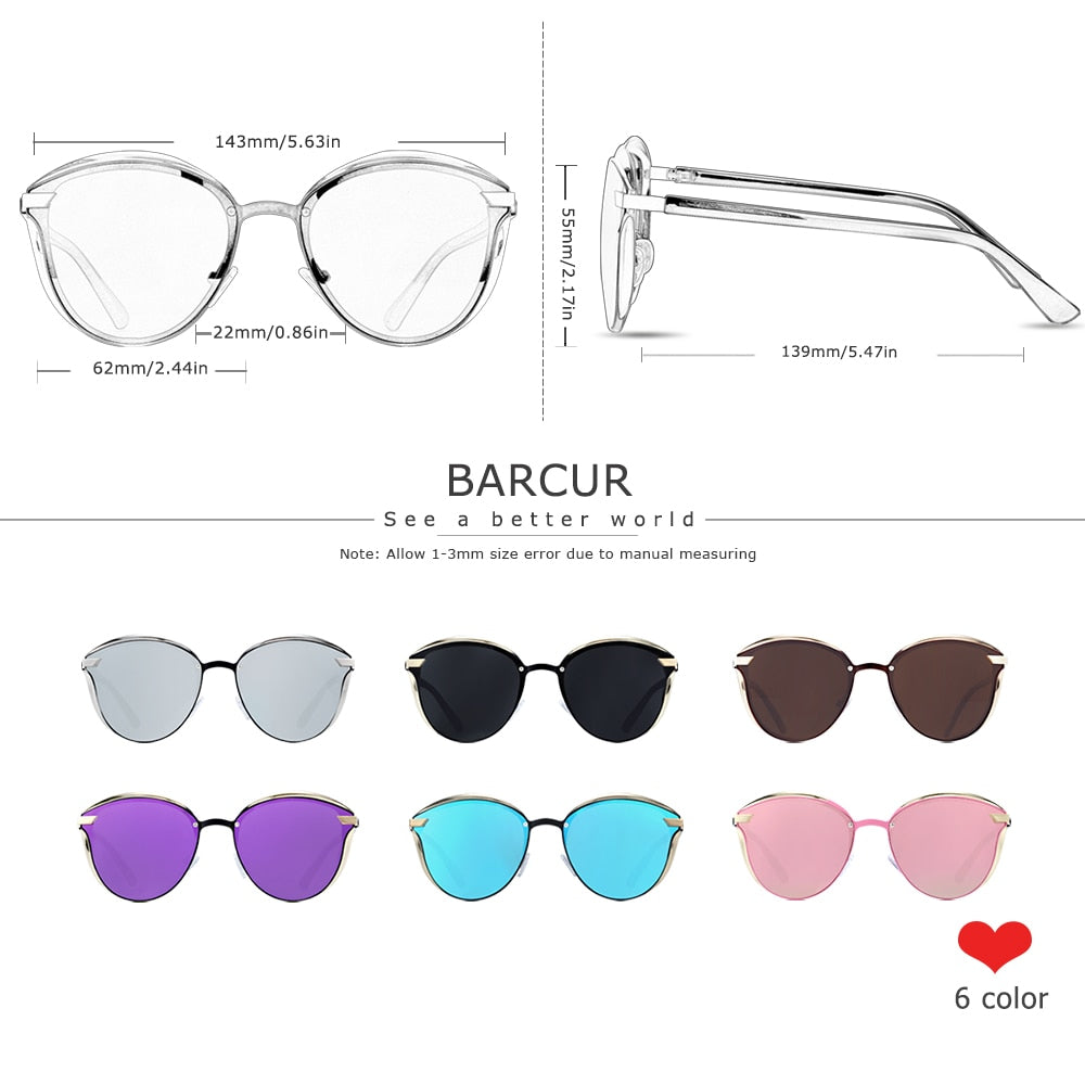 Barcur Fashion Round Polarized Women Sunglasses