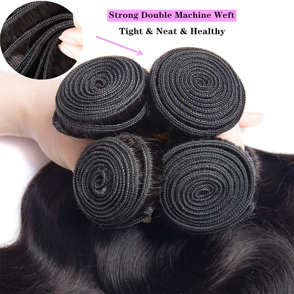 Beaufox Loose Wave Human Hair Bundles With Closure