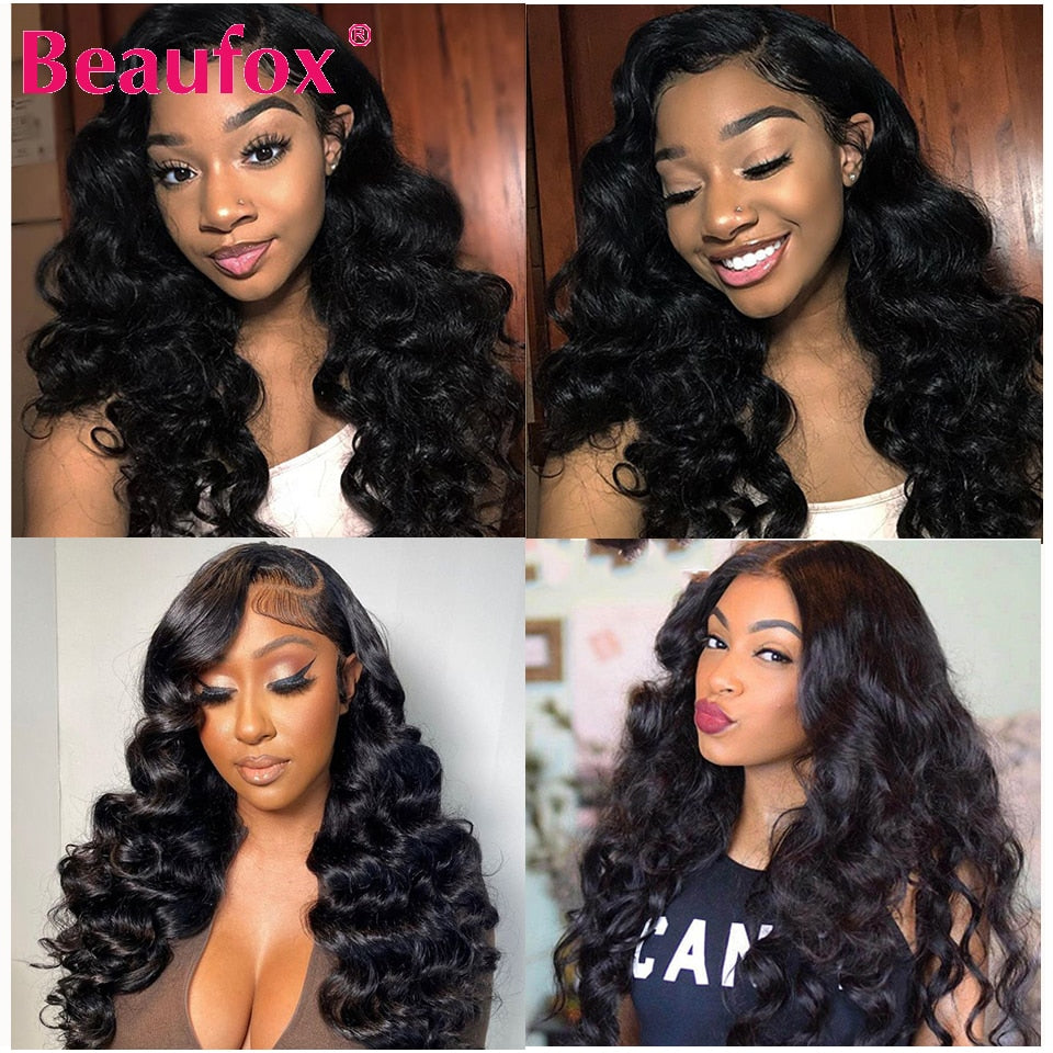 Beaufox Loose Wave Human Hair Bundles With Closure