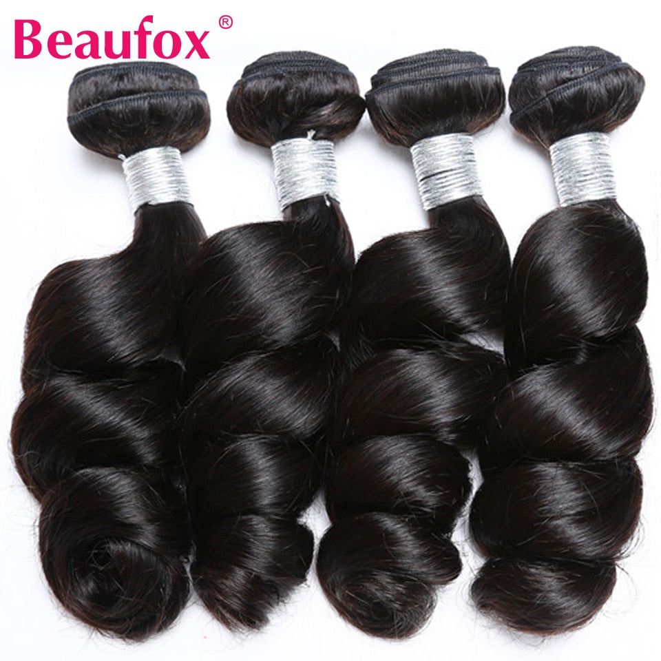 Beaufox Loose Wave Human Hair Bundles With Closure