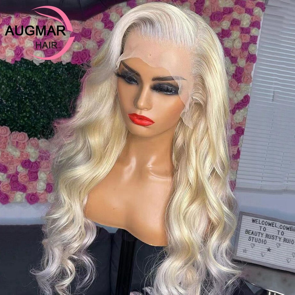 360 Lace Front Human Hair Blonde 613 Body with Hd Transparent Lace