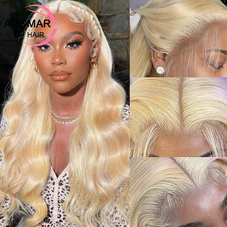 360 Lace Front Human Hair Blonde 613 Body with Hd Transparent Lace