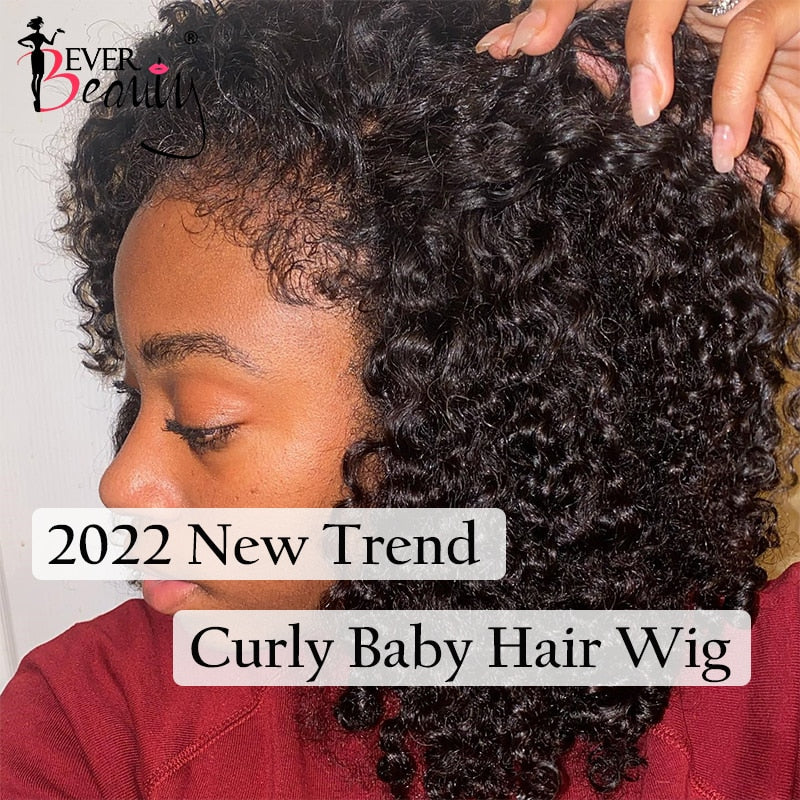 Deep Curly Lace Front Human Hair Wigs 13x4 Lace Closure With Curly Baby - Brazilian Virgin