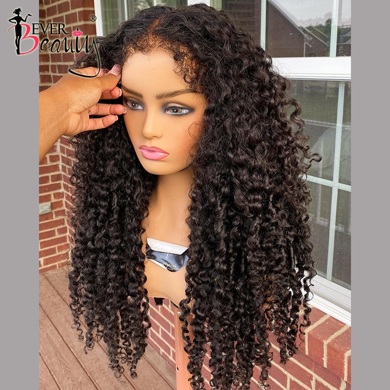 Deep Curly Lace Front Human Hair Wigs 13x4 Lace Closure With Curly Baby - Brazilian Virgin