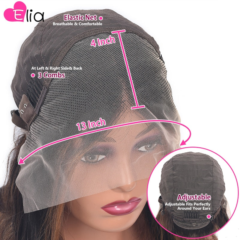 Elia 13x4 Body Wave Highlight Brown Human Hair Lace Wigs