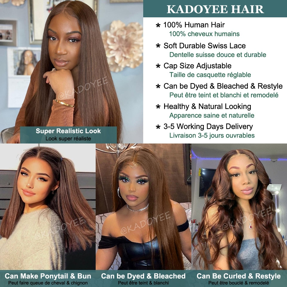 Straight Human Hair Wigs For Women Brown Color Straight - your-beauty-matters