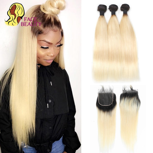 Facebeauty 1B 613 Honey Blonde Brazilian Straight Remy Human Hair - your-beauty-matters