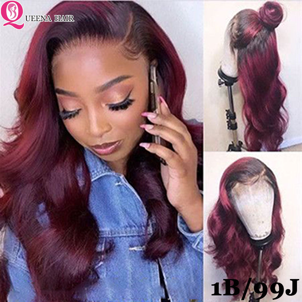 Queena Ombre Human Hair Wig Body Wave Lace Front Wig 1 - your-beauty-matters