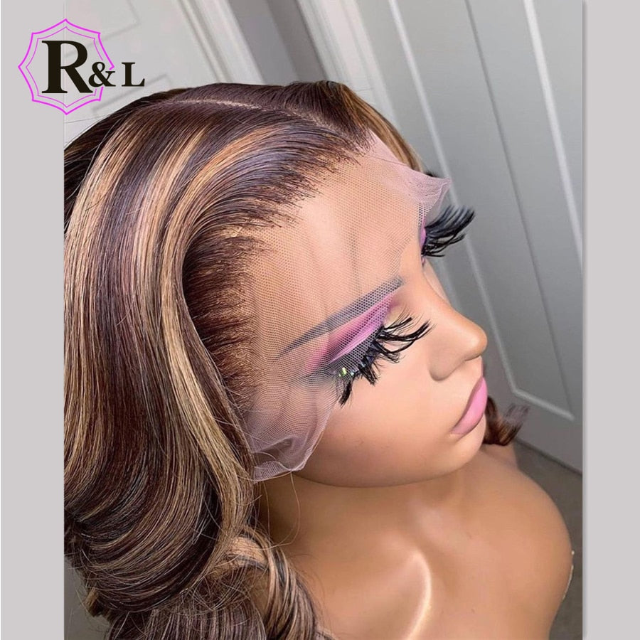 RULINDA 13X4 Lace Front Human Hair Wigs With Baby Hair Highlight Ombre Color - your-beauty-matters