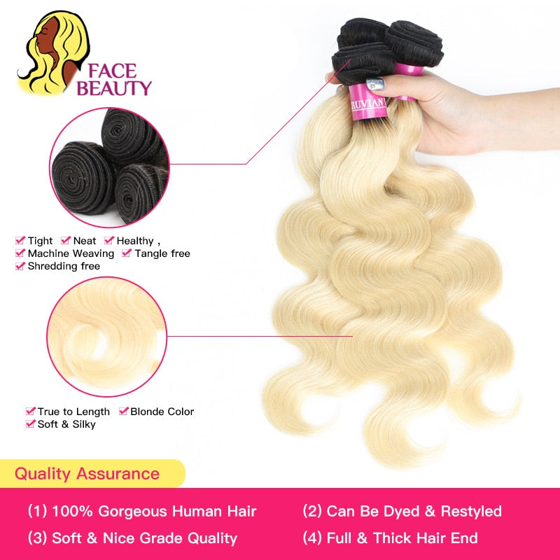 Facebeauty 1B/613 Ombre Blonde Color Peruvian Body Wave - your-beauty-matters