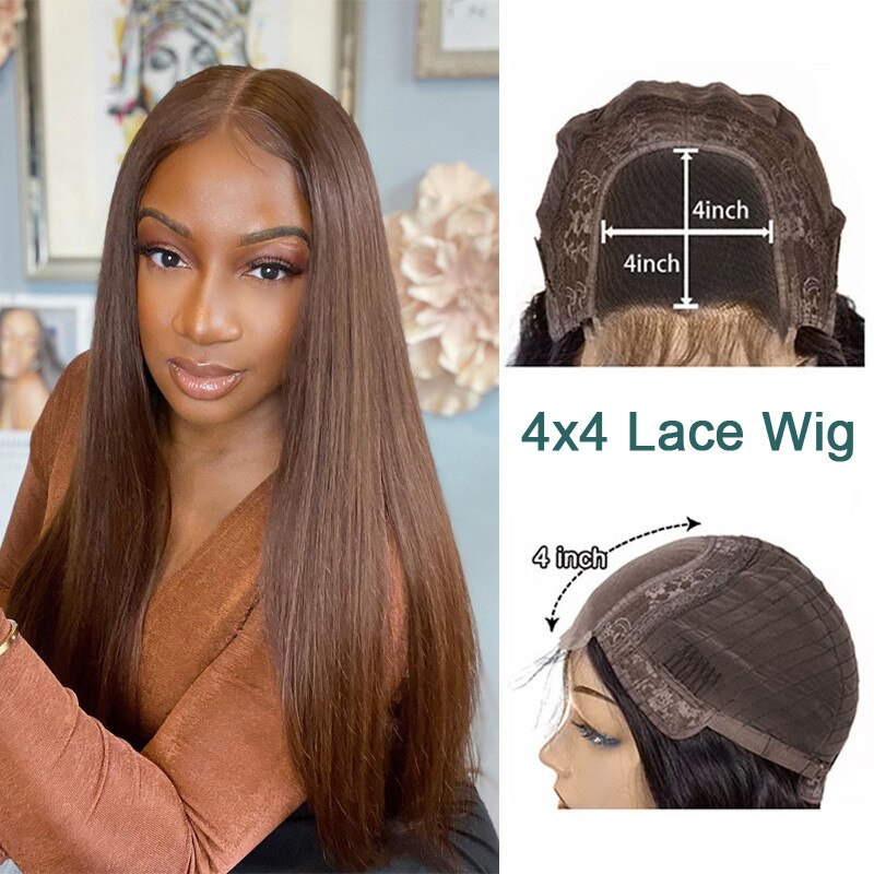 Straight Human Hair Wigs For Women Brown Color Straight - your-beauty-matters