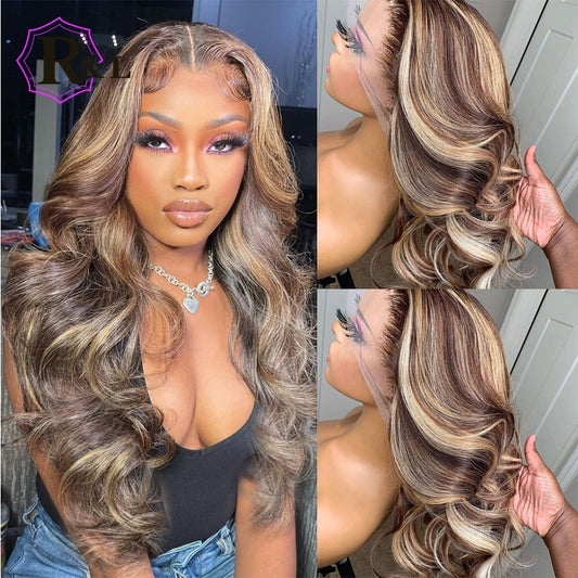 RULINDA 13X4 Lace Front Human Hair Wigs With Baby Hair Highlight Ombre Color - your-beauty-matters