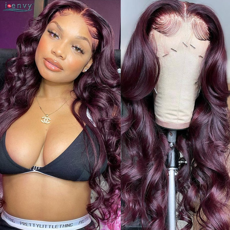I-Envy 99J Burgundy Lace Front Wig Body Wave - your-beauty-matters