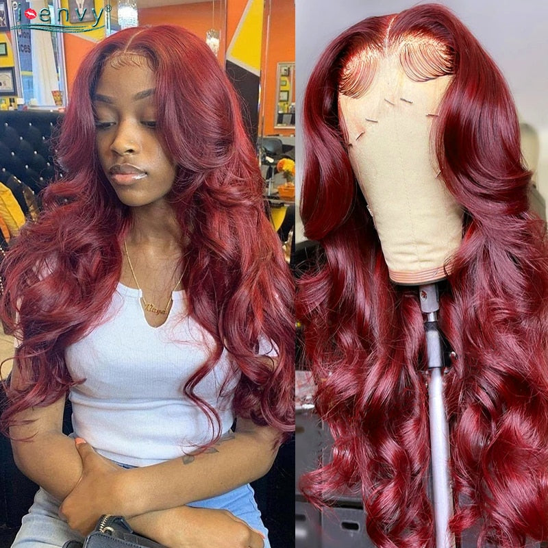 I-Envy 99J Burgundy Lace Front Wig Body Wave - your-beauty-matters