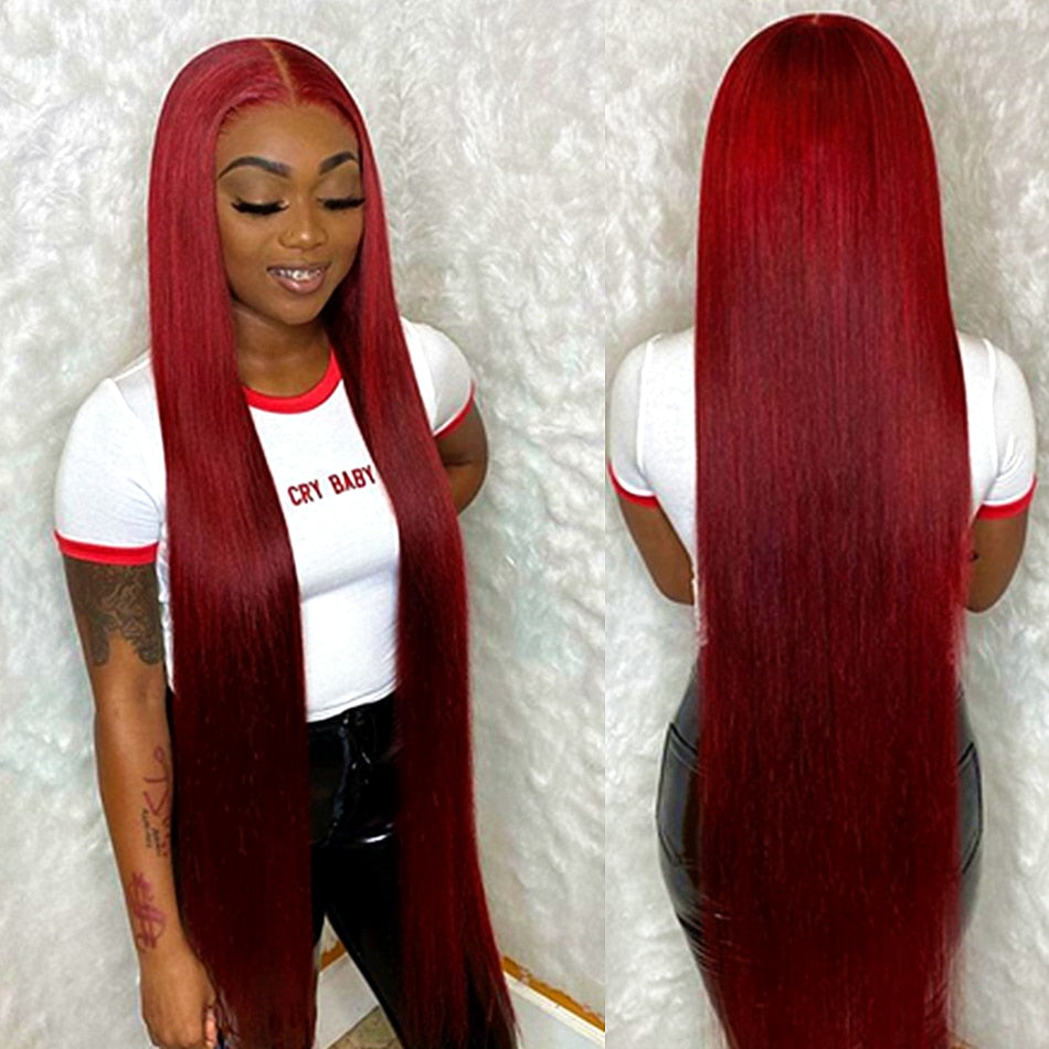 Silkwave Burgundy 99J Straight Lace Front Wig For Women - your-beauty-matters