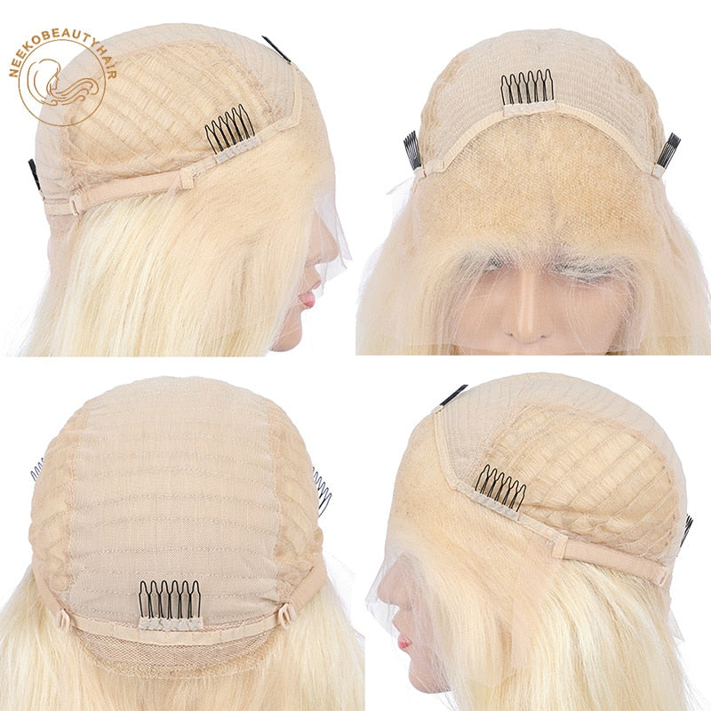 NeekoBeauty Highlight Ombre Straight Human Hair Transparent Lace Font Wigs