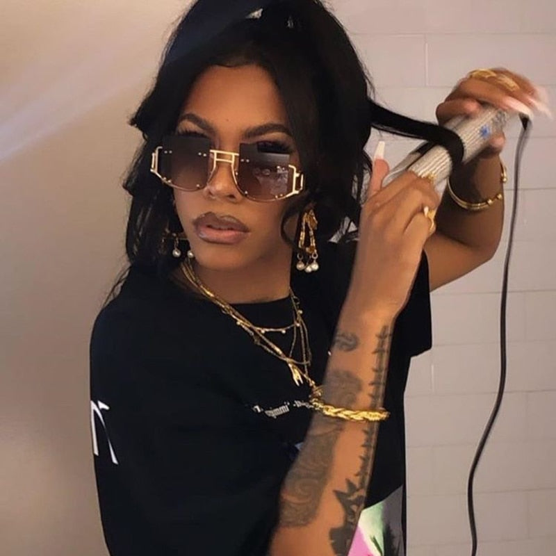 Hollow Out Oversized Square Sunglasses