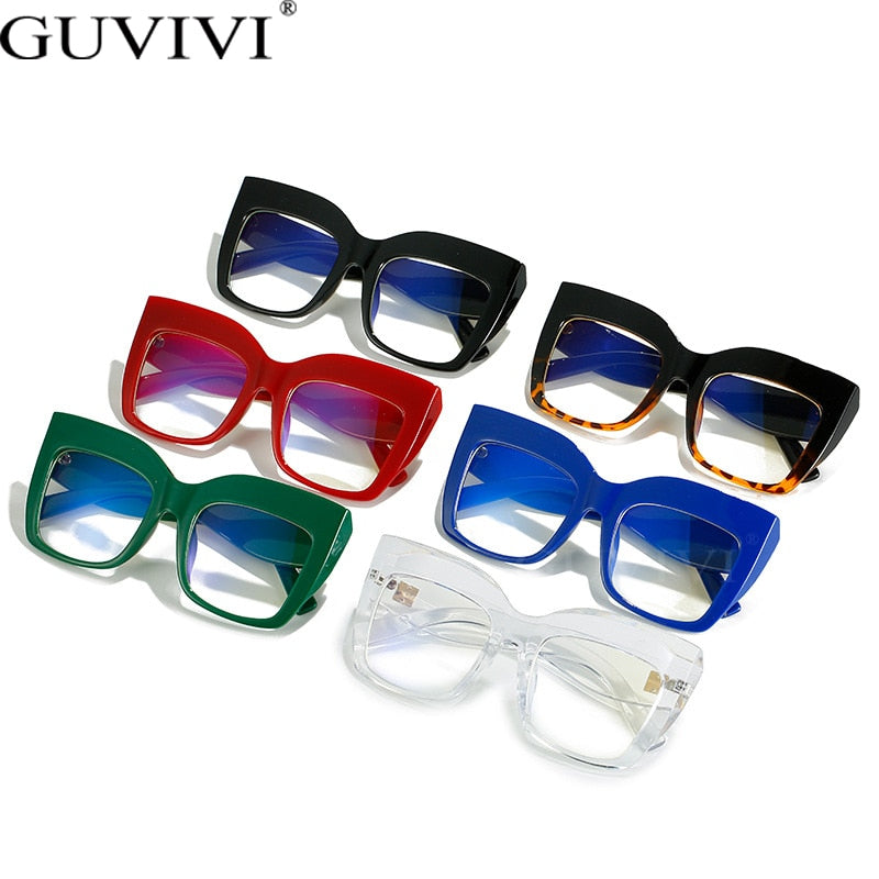 Ins Fashion Cat Eye Anti Blue Light Glasses Vintage Square Oversize Glasses