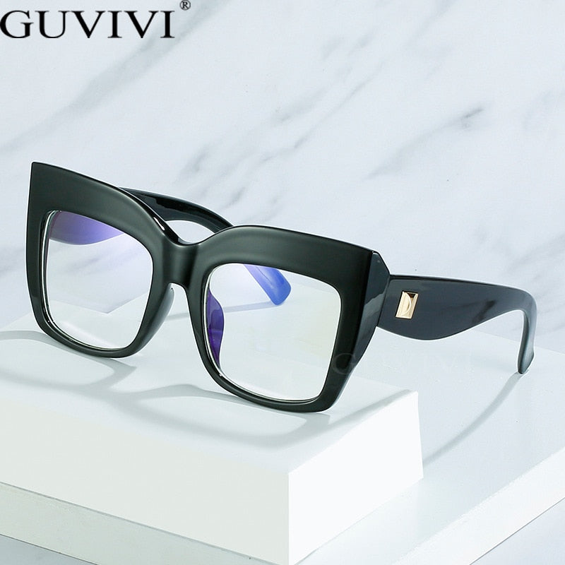 Ins Fashion Cat Eye Anti Blue Light Glasses Vintage Square Oversize Glasses