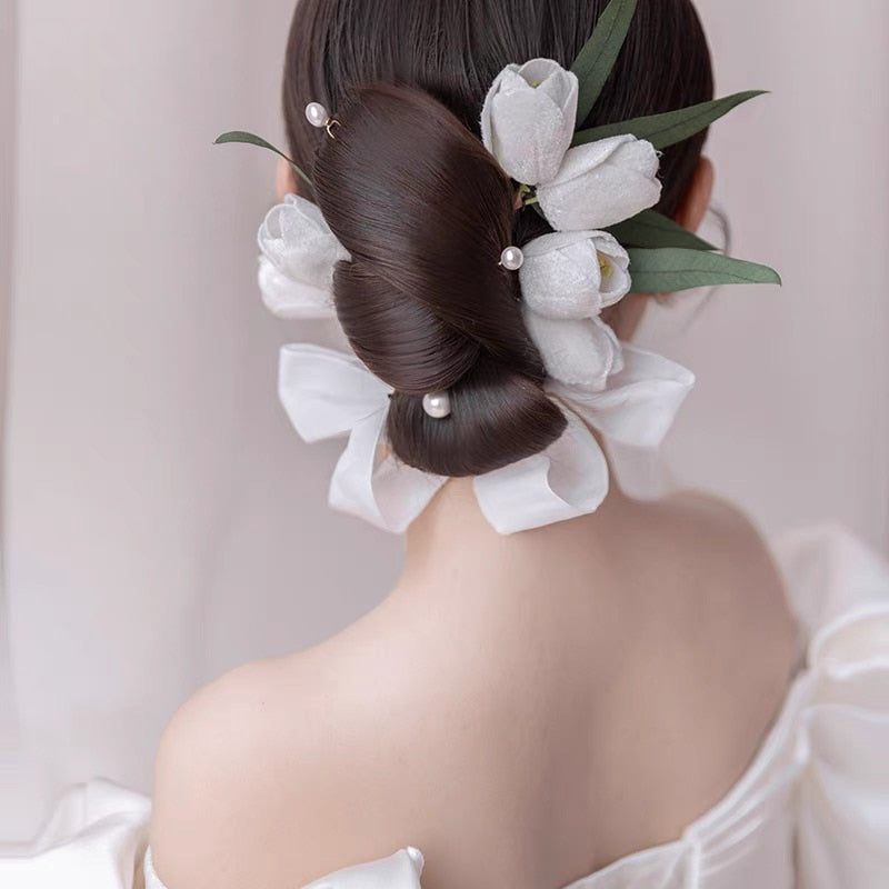Handmade Ivory Flower Wedding Barrettes
