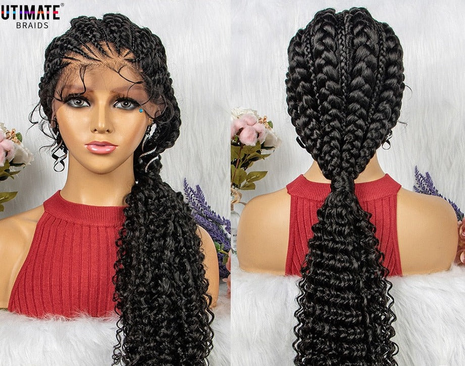 Lace Frontal Synthetic Braided Wigs Lace Front Braided Ponytail Wig