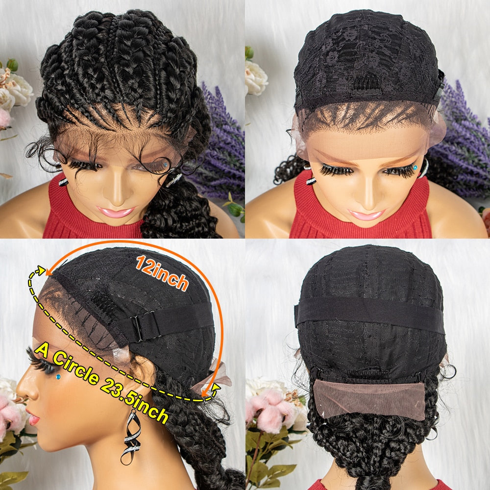 Lace Frontal Synthetic Braided Wigs Lace Front Braided Ponytail Wig