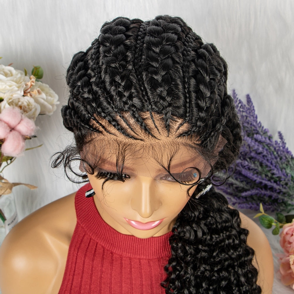Lace Frontal Synthetic Braided Wigs Lace Front Braided Ponytail Wig