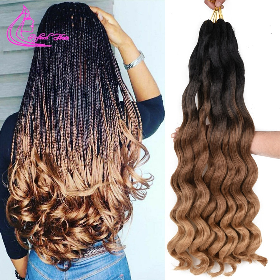Loose Wave Synthetic Crochet Braid Hair 24 26inch Long Ombre Spiral Curls
