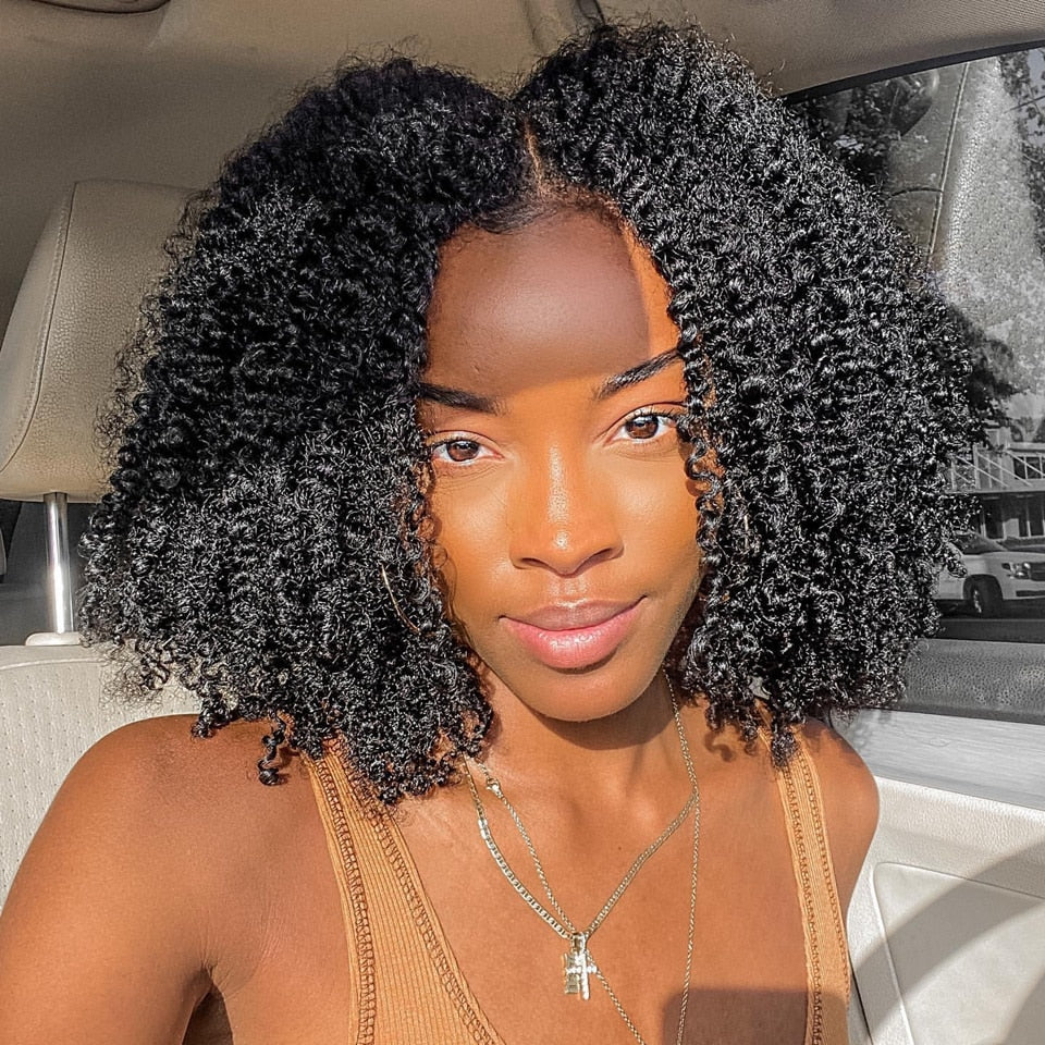 Mongolian Afro Kinky Curly Hair Wig Human Hair 4B 4C Lace Front Human Hair Wig Natural Hairline