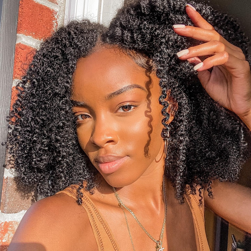 Mongolian Afro Kinky Curly Hair Wig Human Hair 4B 4C Lace Front Human Hair Wig Natural Hairline