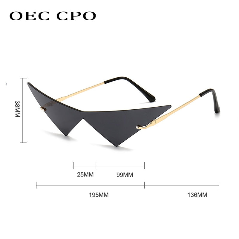 Oec Cpo Oversized Cat Eye Rimless Sunglasses