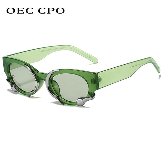 OEC CPO Retro Cat Eye Sunglasses--Metal Decorative Goggle Sun Glasses
