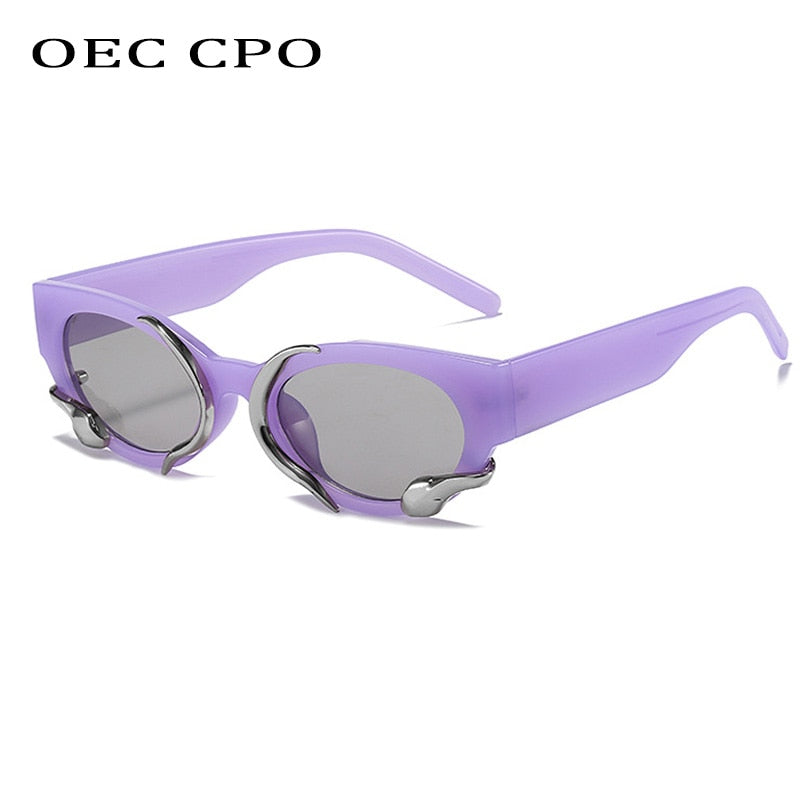 OEC CPO Retro Cat Eye Sunglasses--Metal Decorative Goggle Sun Glasses