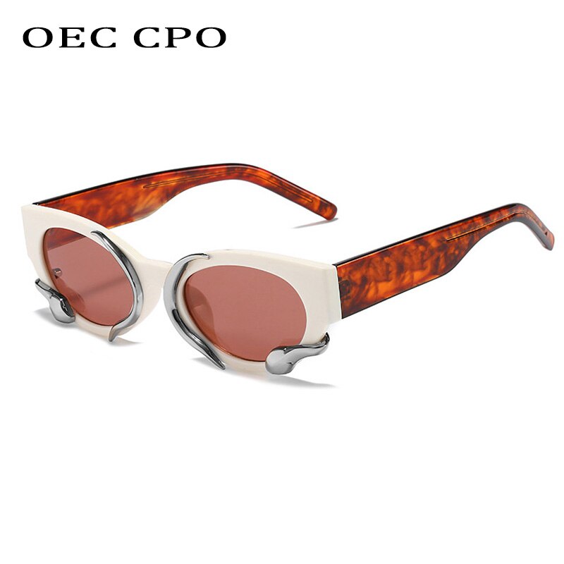 OEC CPO Retro Cat Eye Sunglasses--Metal Decorative Goggle Sun Glasses