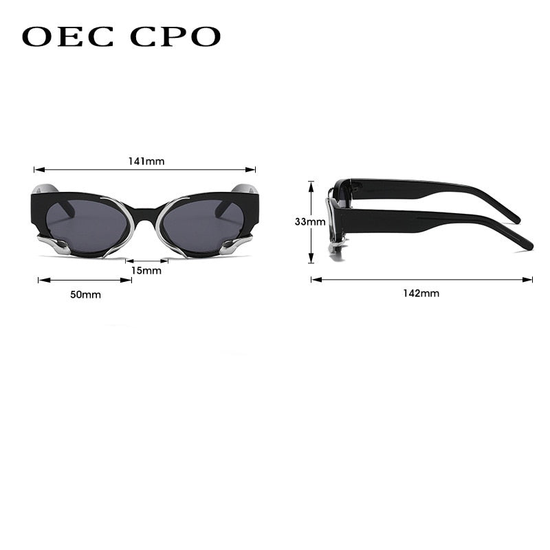 OEC CPO Retro Cat Eye Sunglasses--Metal Decorative Goggle Sun Glasses