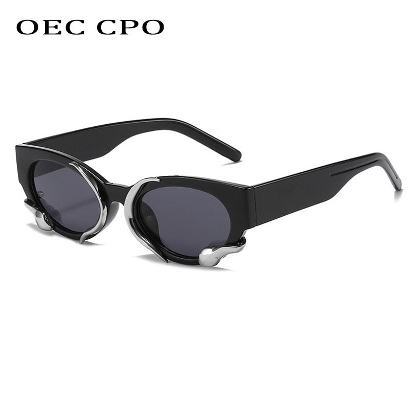 OEC CPO Retro Cat Eye Sunglasses--Metal Decorative Goggle Sun Glasses