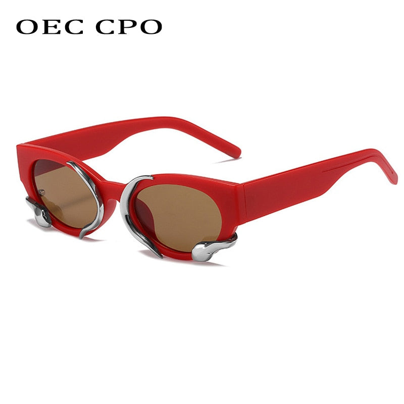 OEC CPO Retro Cat Eye Sunglasses--Metal Decorative Goggle Sun Glasses