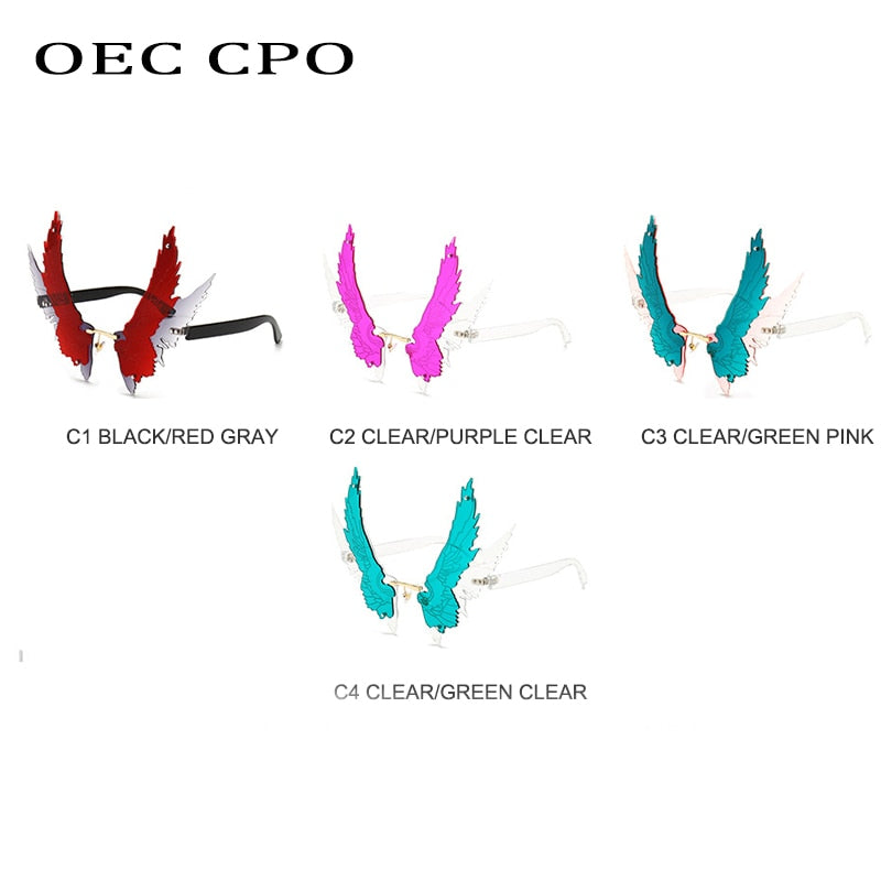 Oec Cpo Unique Winged Rimless Sunglasses