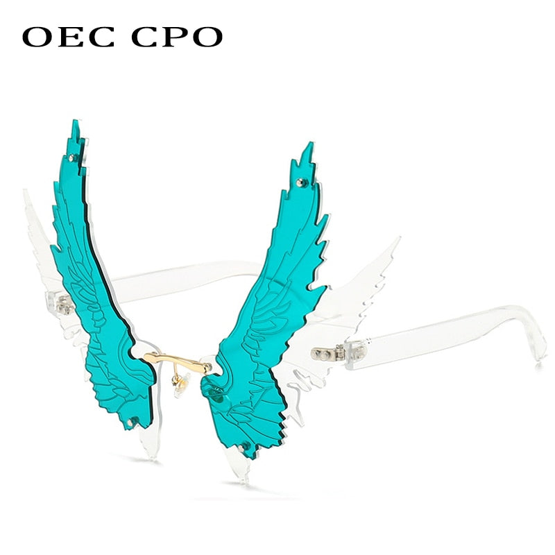 Oec Cpo Unique Winged Rimless Sunglasses