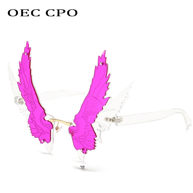 Oec Cpo Unique Winged Rimless Sunglasses