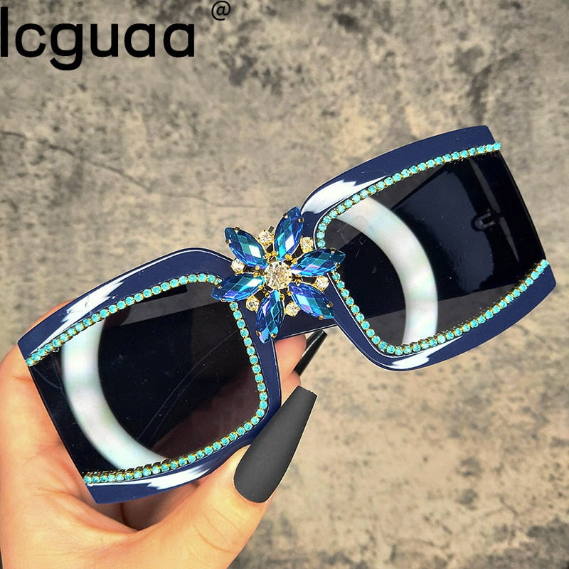Oversized Square Gradient Diamond Vintage Sunglasses