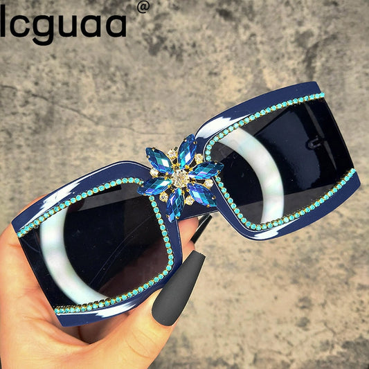 Oversized Square Gradient Diamond Vintage Sunglasses