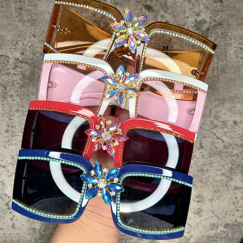 Oversized Square Gradient Diamond Vintage Sunglasses