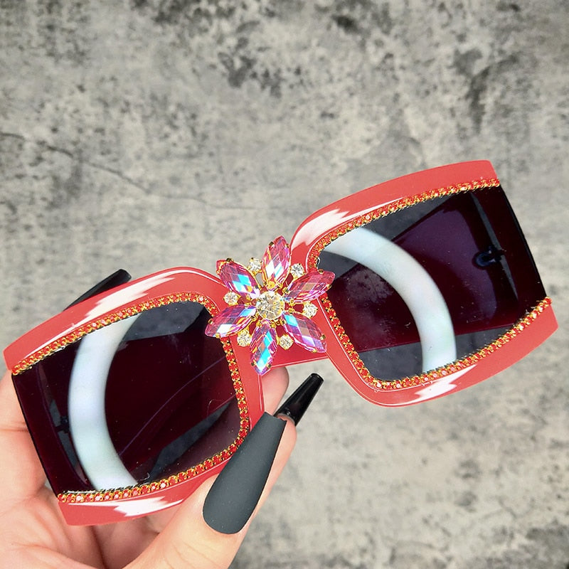 Oversized Square Gradient Diamond Vintage Sunglasses