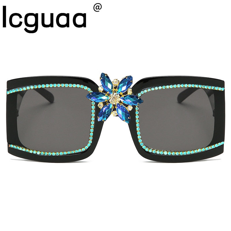 Oversized Square Gradient Diamond Vintage Sunglasses