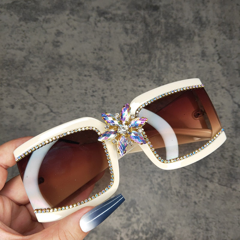 Oversized Square Gradient Diamond Vintage Sunglasses